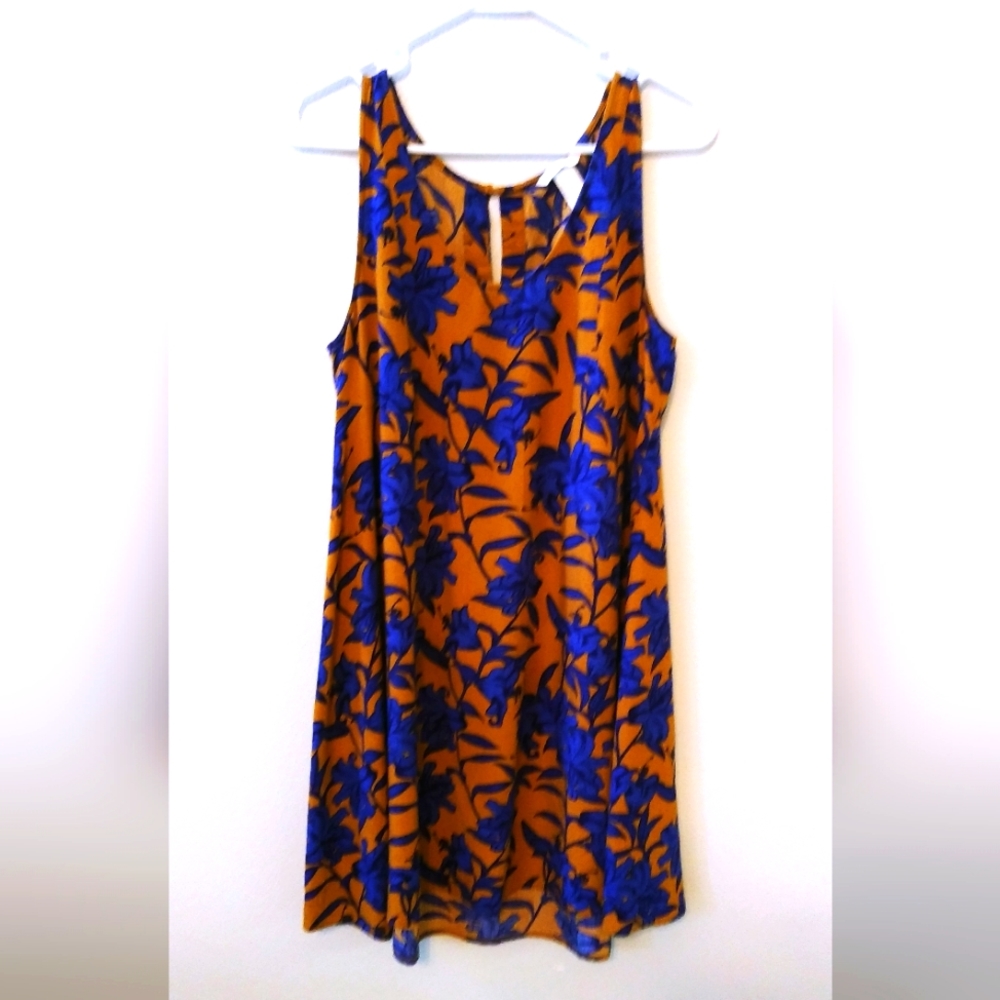H & M Shift Dress Blue Purple & Tan Size 14